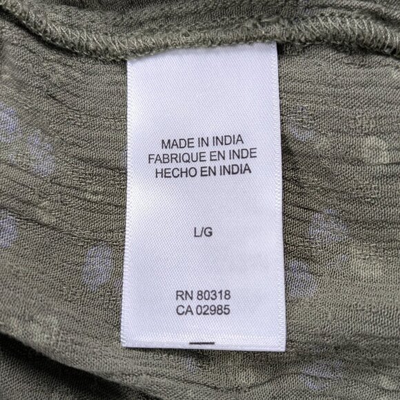 Lucky Brand Floral Popover Boho Blouse Sage Green with Blue Flowers Size Large - Picture 7 of 7